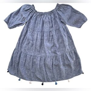Vineyard Vines Women’s Tiered Dress Linen
Chambray Blue Tassel Hem Sundress MED